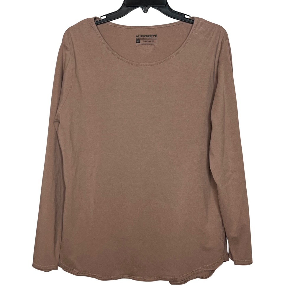 ALPHALETE Brown Mauve Lifestyle Fit‎ Long Sleeve Athletic T Shirt Medium Tee